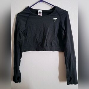 Gymshark Black Cropped Seamless Long Sleeve Hoodie